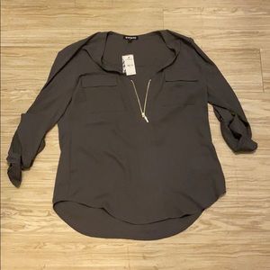 Express grey blouse with zipper